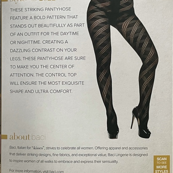 Baci black jacquard patterned pantyhose one Size - Picture 3 of 3